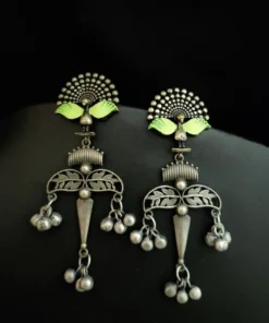 Glamaya Silver Lookalike Lightweight Peacock Stud Earrings Mint 1 GLAM-ER-OX-65-285942-99-2