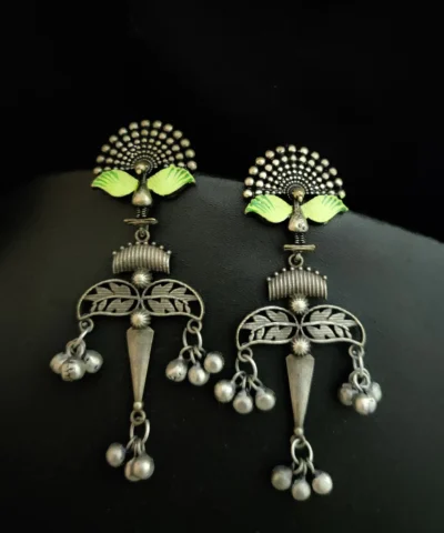 Glamaya Silver Lookalike Lightweight Peacock Stud Earrings Mint 1 GLAM-ER-OX-65-285942-99-2
