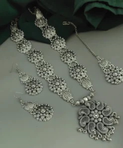 Glamaya Oxidised Necklace Earrings Mangtika Combo Set 1 GLAM-CN-OX-26-746060-42-5