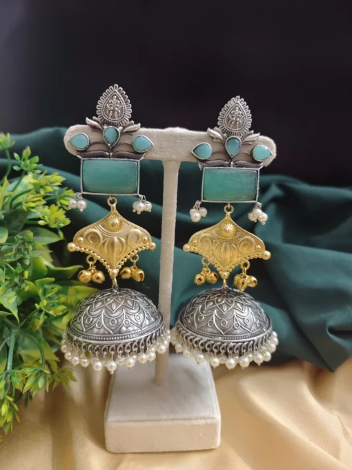 Glamaya Shanaya Silver Replica Two Tone Jhumka Earring 12 GLAM-ER-TT-80-332500-110-5 Glamaya Shanaya Silver Replica Two Tone Jhumka Earring 12 GLAM-ER-TT-80-332500-110-5