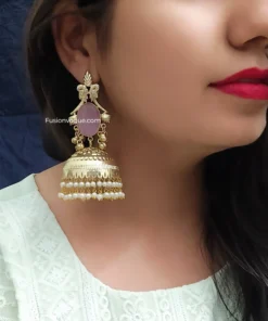 Glamaya Raha Golden Light Weight Jhumka 1 GLAM-ER-MF-90-530431-123-5
