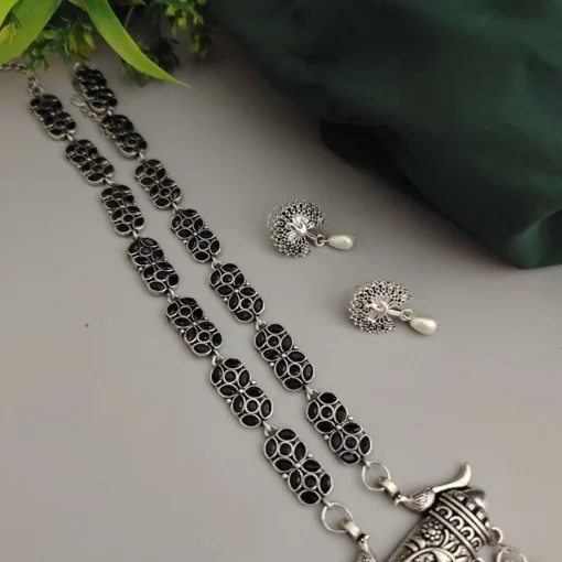 Glamaya Aadrika Long Oxidised Long Necklace Earring Set 10 GLAM-CN-OX-15-613041-21-10 Glamaya Aadrika Long Oxidised Long Necklace Earring Set 10 GLAM-CN-OX-15-613041-21-10