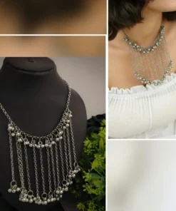 Glamaya Misha Oxidised Ghungroo Tassel Necklace 2 GLAM-NE-OX-33F3-561713-55-3