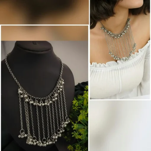 Glamaya Misha Oxidised Ghungroo Tassel Necklace 2 GLAM-NE-OX-33F3-561713-55-3 Glamaya Misha Oxidised Ghungroo Tassel Necklace 2 GLAM-NE-OX-33F3-561713-55-3