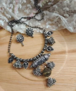 Glamaya Mannat Long Oxidized Necklace Earring Set 1 GLAM-CN-OX-37F5-703766-55-4