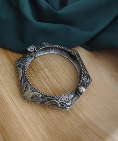 Glamaya Oxidised Two Tone Silver Replica Bangle 1 GLAM-BB-TT-31F3-211915-40-8