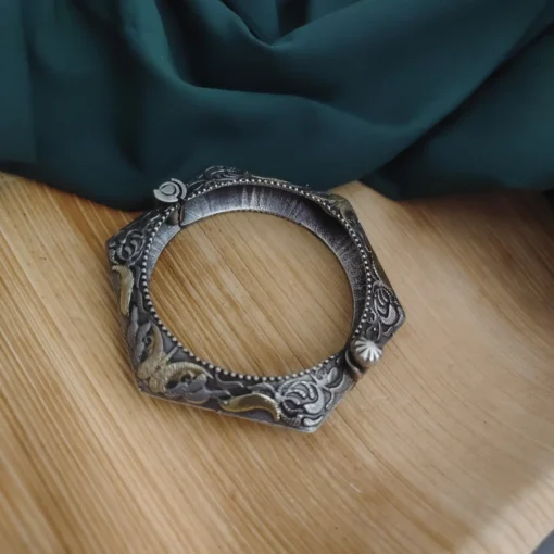 Glamaya Oxidised Two Tone Silver Replica Bangle 1 GLAM-BB-TT-31F3-211915-40-8