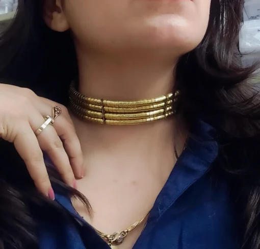 Glamaya Oxidised Tribal Spiral Necklace Adjustable 1 GLAM-NE-OX-65-434240-105-2