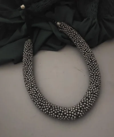 Glamaya Oxidised Ethnic Metallic Beads Necklace 1 GLAM-NE-BE-28-225382-37-5