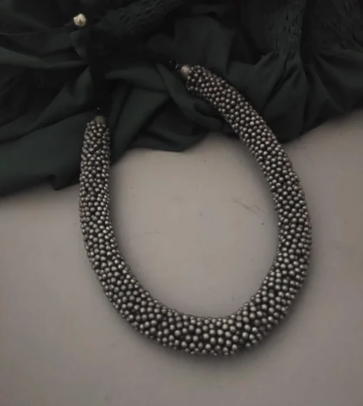 Glamaya Oxidised Ethnic Metallic Beads Necklace 1 GLAM-NE-BE-28-225382-37-5