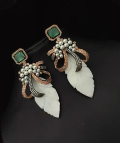 Glamaya Mother Of Pearl Oxidised American Diamond Earrings 1 GLAM-ER-CZ-103-301780-110-10