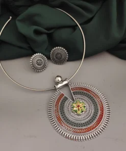 Glamaya Oxidised Hasli Necklace Earrings Set 3 GLAM-CN-OX-18F6-036964-25-7