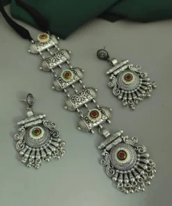 Glamaya Oxidised Tie Necklace Earrings Set 1 GLAM-CN-OX-90-433076-125-2