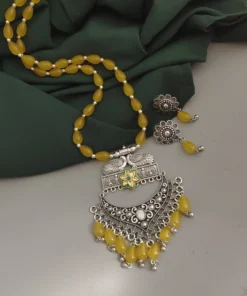 Glamaya Oxidsed Glass Beads Long Necklace Earrings Set 3 GLAM-CN-BE-75-675239-105-2