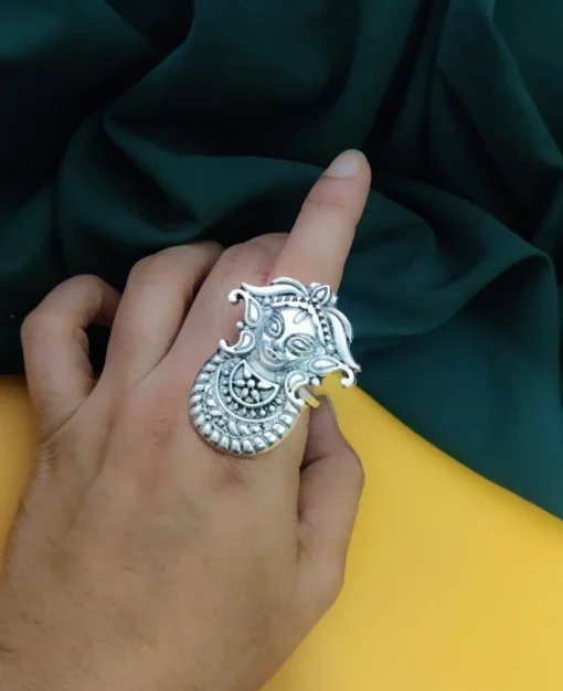 Glamaya Durga Maa Oxidised Adjustable Finger Ring 2 GLAM-RI-OX-15-248915-20-3 Glamaya Durga Maa Oxidised Adjustable Finger Ring 2 GLAM-RI-OX-15-248915-20-3