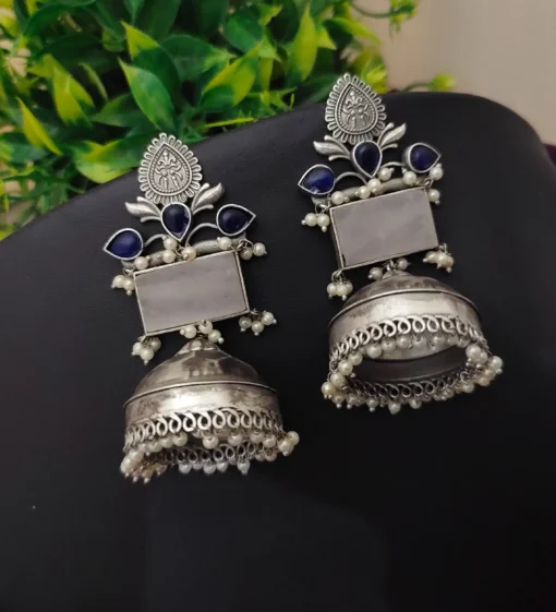 Glamaya Alia Bhatt Inspired Silver 92.5 Plated Lightweight Jhumka 1 GLAM-ER-OX-175-964433-275-2