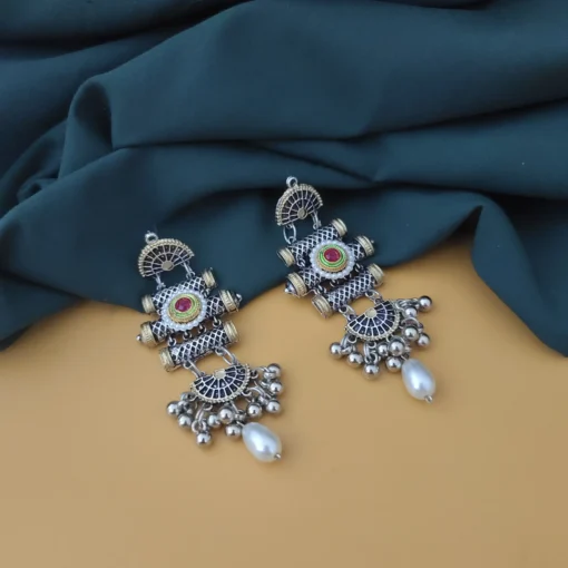 Glamaya Oxidised Two Tone Earring 2 GLAM-ER-TT-30-022147-55-2 Glamaya Oxidised Two Tone Earring 2 GLAM-ER-TT-30-022147-55-2