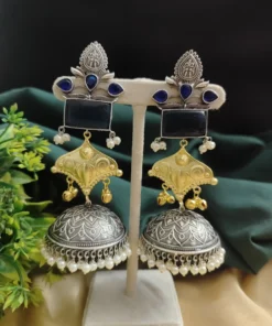 Glamaya Shanaya Silver Replica Two Tone Jhumka Earring 9 GLAM-ER-TT-80-332500-110-5 Glamaya Shanaya Silver Replica Two Tone Jhumka Earring 9 GLAM-ER-TT-80-332500-110-5