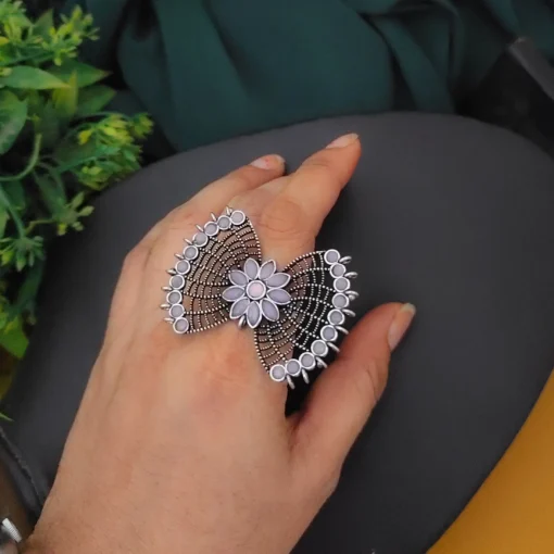 Glamaya Oxidised Semi Precious Stone Bow Adjustable Rings Pink 2 GLAM-RI-ST-7-841532-12-10 Glamaya Oxidised Semi Precious Stone Bow Adjustable Rings Pink 2 GLAM-RI-ST-7-841532-12-10