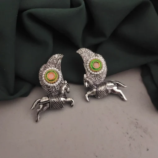 Glamaya Oxidised Horse Stud Earrings 1 GLAM-ER-OX-7-172512-13-5