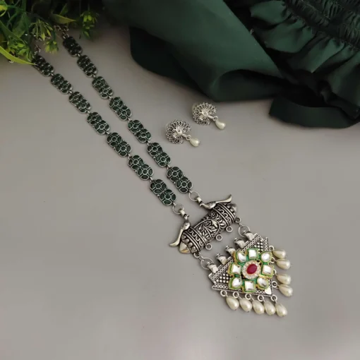 Glamaya Aadrika Long Oxidised Long Necklace Earring Set 2 GLAM-CN-OX-15-613041-21-10 Glamaya Aadrika Long Oxidised Long Necklace Earring Set 2 GLAM-CN-OX-15-613041-21-10