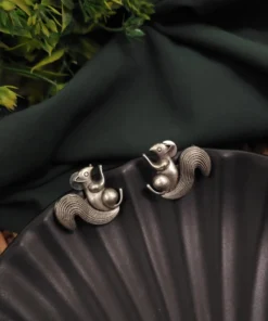 Glamaya Silver Replica Squirrel Stud Earring 2 GLAM-ER-OX-30-467263-35-4