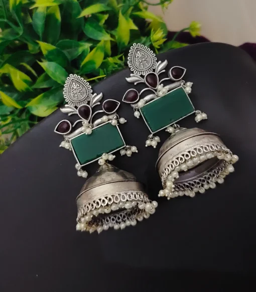 Glamaya Alia Bhatt Inspired Silver 92.5 Plated Lightweight Jhumka 1 GLAM-ER-OX-35-578277-55-10