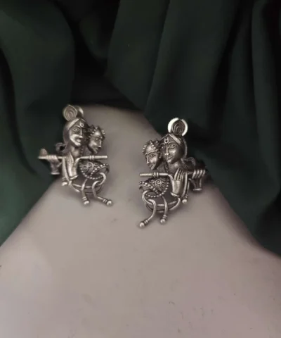 Glamaya Silver Lookalike Radha Krishna Stud Earrings 2 GLAM-ER-OX-40-334259-55-2