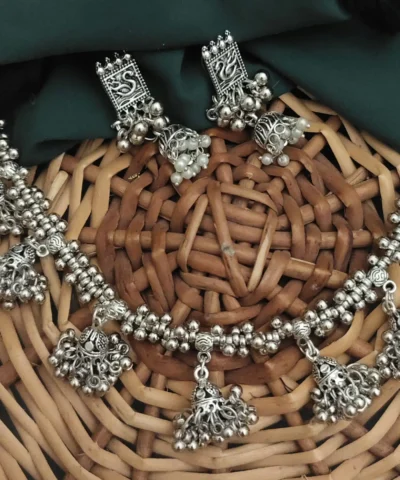 Glamaya Akshara Jhumki Necklace Earring Set 2 GLAM-CN-OX-23F3-750314-45-3