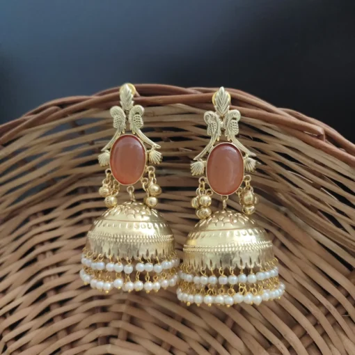 Glamaya Raha Golden Light Weight Jhumka 15 GLAM-ER-MF-90-530431-123-5 Glamaya Raha Golden Light Weight Jhumka 15 GLAM-ER-MF-90-530431-123-5