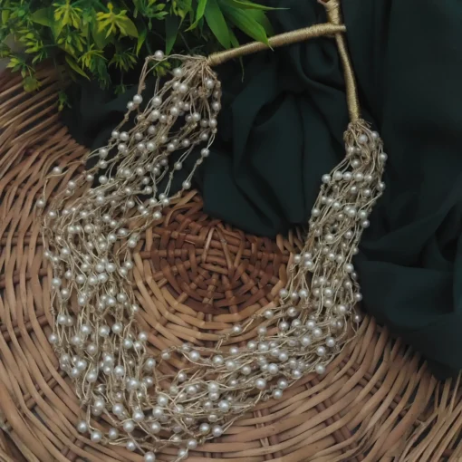 Glamaya Anika Handmade Multilayered Jute And Pearl Necklace 3 GLAM-NE-PE-50-884466-75-6 Glamaya Anika Handmade Multilayered Jute And Pearl Necklace 3 GLAM-NE-PE-50-884466-75-6