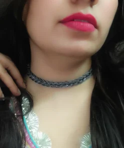 Glamaya Janya German Silver Sleek Choker Necklace 4 GLAM-NE-OX-8-044863-13-10