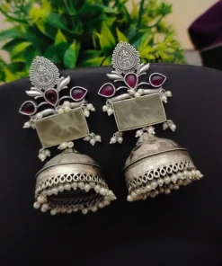 Glamaya Alia Bhatt Inspired Silver 92.5 Plated Lightweight Jhumka 1 GLAM-ER-OX-70-773238-110-5