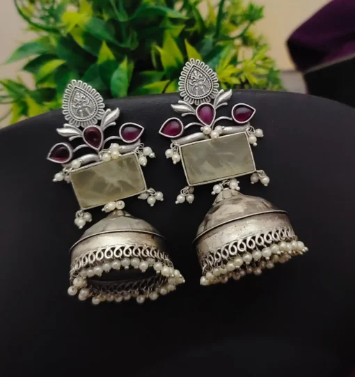 Glamaya Alia Bhatt Inspired Silver 92.5 Plated Lightweight Jhumka 1 GLAM-ER-OX-70-773238-110-5