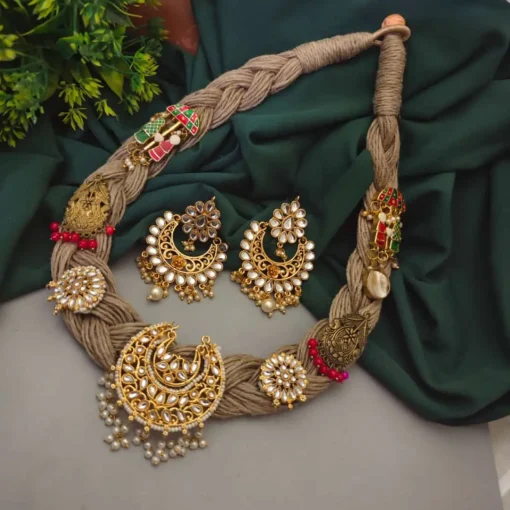 Glamaya Fusion Necklace Earring Set With Golden Touch 1 GLAM-CN-KU-200-814986-350-3