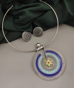 Glamaya Oxidised Hasli Necklace Earrings Set 1 GLAM-CN-OX-18F6-036964-25-7