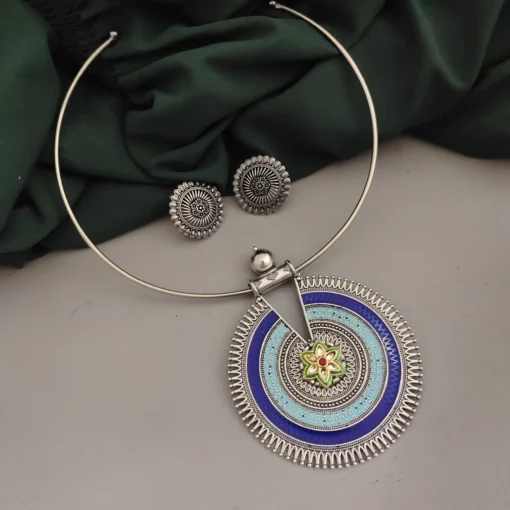 Glamaya Oxidised Hasli Necklace Earrings Set 1 GLAM-CN-OX-18F6-036964-25-7