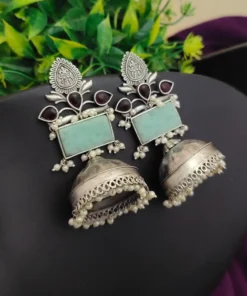 Glamaya Alia Bhatt Inspired Silver 92.5 Plated Lightweight Jhumka 1 GLAM-ER-OX-175-457847-275-2