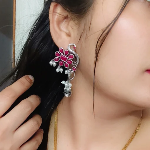 Glamaya Oxidised Peacock Jhumki Earring 10 GLAM-ER-OX-10-552650-17-5 Glamaya Oxidised Peacock Jhumki Earring 10 GLAM-ER-OX-10-552650-17-5