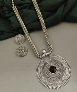Glamaya Oxidised Long Ghungroo Necklace Earring Set 1 GLAM-CN-OX-21F4-487873-30-7