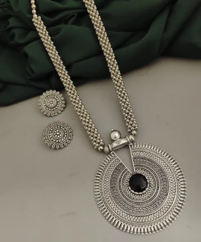 Glamaya Oxidised Long Ghungroo Necklace Earring Set 1 GLAM-CN-OX-21F4-487873-30-7