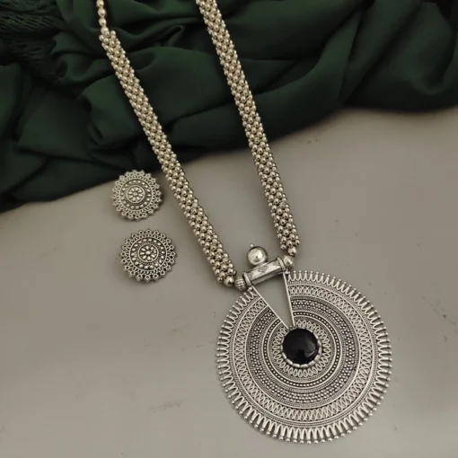 Glamaya Oxidised Long Ghungroo Necklace Earring Set 1 GLAM-CN-OX-21F4-487873-30-7