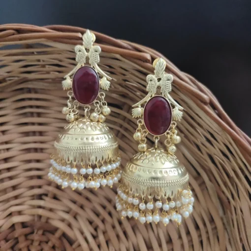 Glamaya Raha Golden Light Weight Jhumka 12 GLAM-ER-MF-90-530431-123-5 Glamaya Raha Golden Light Weight Jhumka 12 GLAM-ER-MF-90-530431-123-5