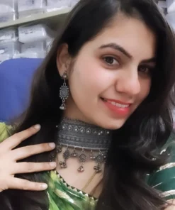 Glamaya Oxidised Choker Necklace Earrings Set 2 GLAM-CN-BP-16-468174-21-10