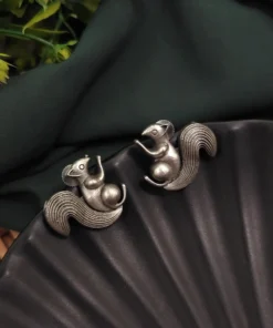 Glamaya Silver Replica Squirrel Stud Earring 1 GLAM-ER-OX-30-467263-35-4