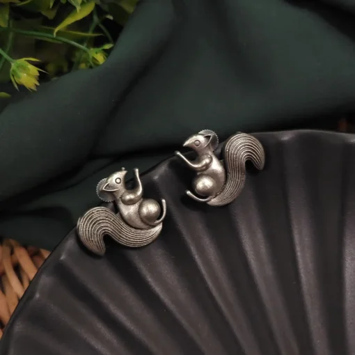 Glamaya Silver Replica Squirrel Stud Earring 1 GLAM-ER-OX-30-467263-35-4