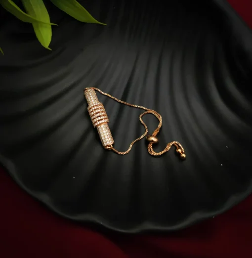 Glamaya Rose Gold Plated Elegant Statement Bracelet 1 GLAM-BB-CZ-18-267536-30-10