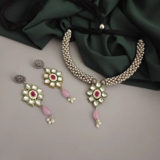 Glamaya Oxidised Ghungroo Fusion Necklace Earring Set 2 GLAM-CN-OX-18-233443-33-5 Glamaya Oxidised Ghungroo Fusion Necklace Earring Set 2 GLAM-CN-OX-18-233443-33-5