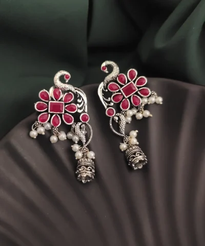 Glamaya Oxidised Peacock Jhumki Earring 1 GLAM-ER-OX-10-552650-17-5