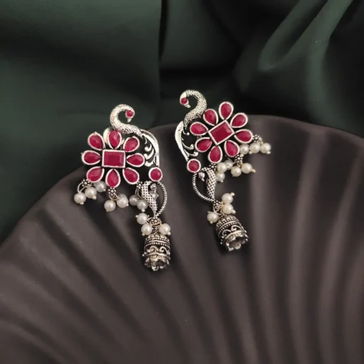Glamaya Oxidised Peacock Jhumki Earring 1 GLAM-ER-OX-10-552650-17-5